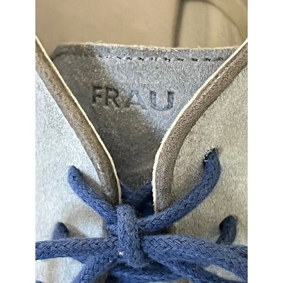 Frau Men’s 39 US Sz 6  Gray Suede Derby Lace Up Shoes Blue Eco Soles and Laces main image 5